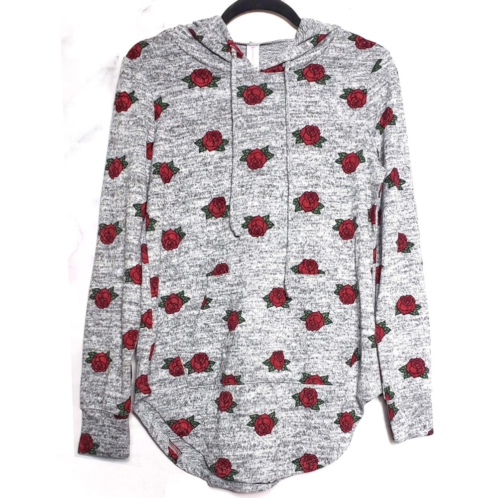 ❌sold ❌Pullover Top Hooded Tattoo Rose Print NWT - Picture 1 of 3